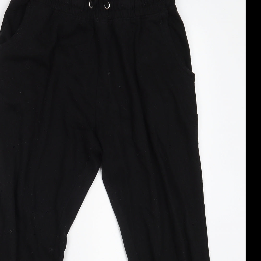 Pep & Co Womens Black  Cotton Jogger Trousers Size 14 L25 in Regular Drawstring