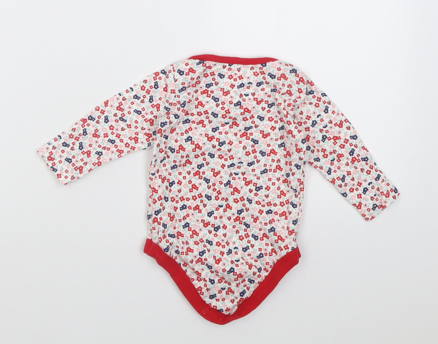 TU Girls Red Floral Cotton Babygrow One-Piece Size 0-3 Months  Button