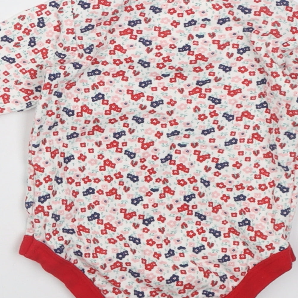 TU Girls Red Floral Cotton Babygrow One-Piece Size 0-3 Months  Button