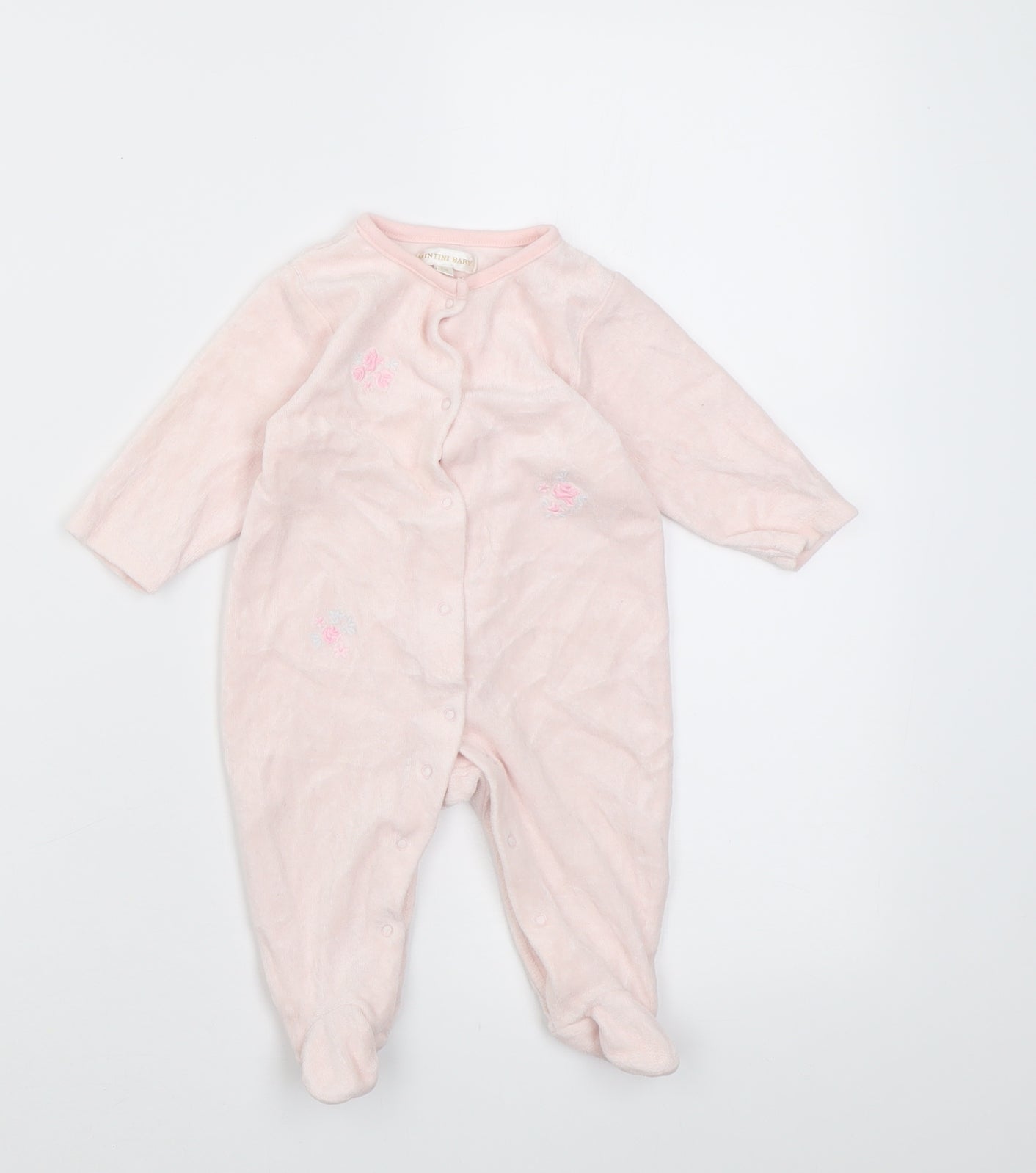 Mintini Baby Girls Pink Floral Cotton Babygrow One-Piece Size 0-3 Months  Button