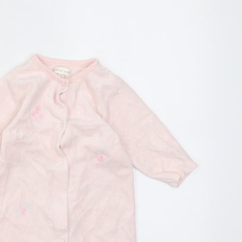 Mintini Baby Girls Pink Floral Cotton Babygrow One-Piece Size 0-3 Months  Button