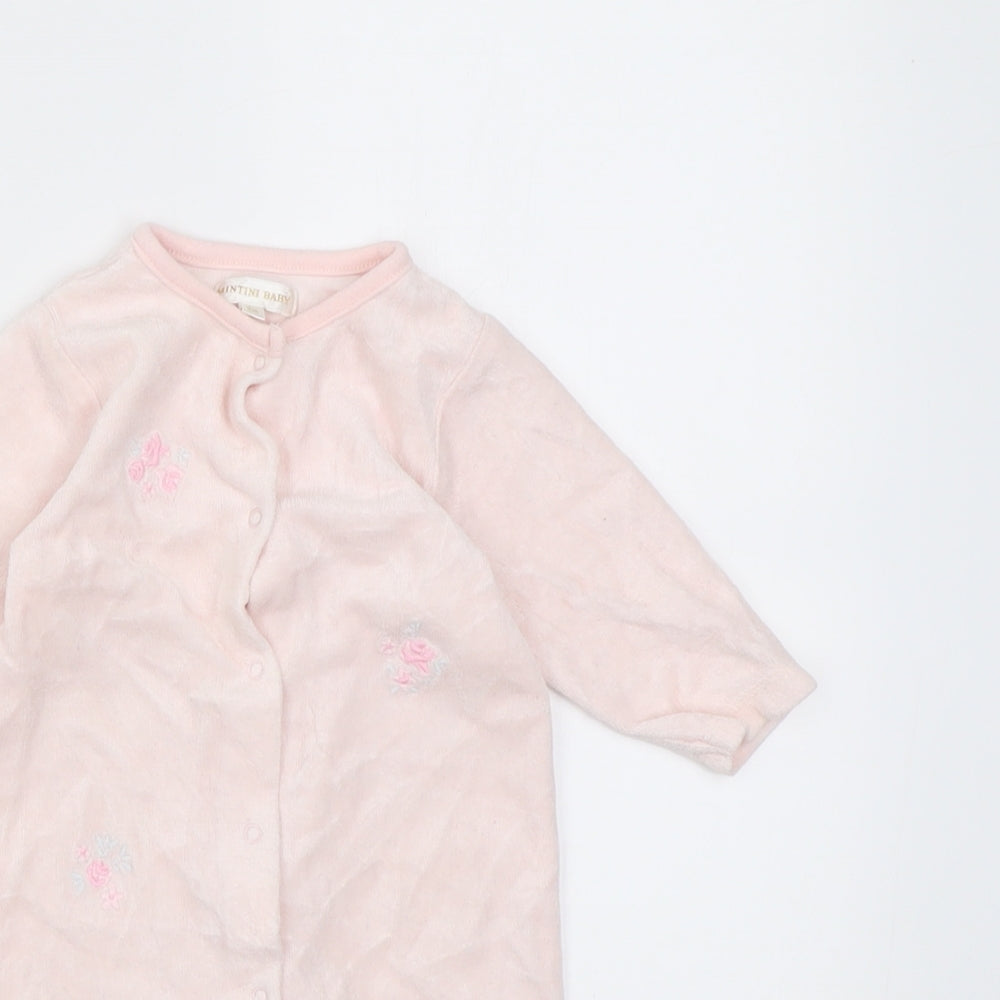 Mintini Baby Girls Pink Floral Cotton Babygrow One-Piece Size 0-3 Months  Button