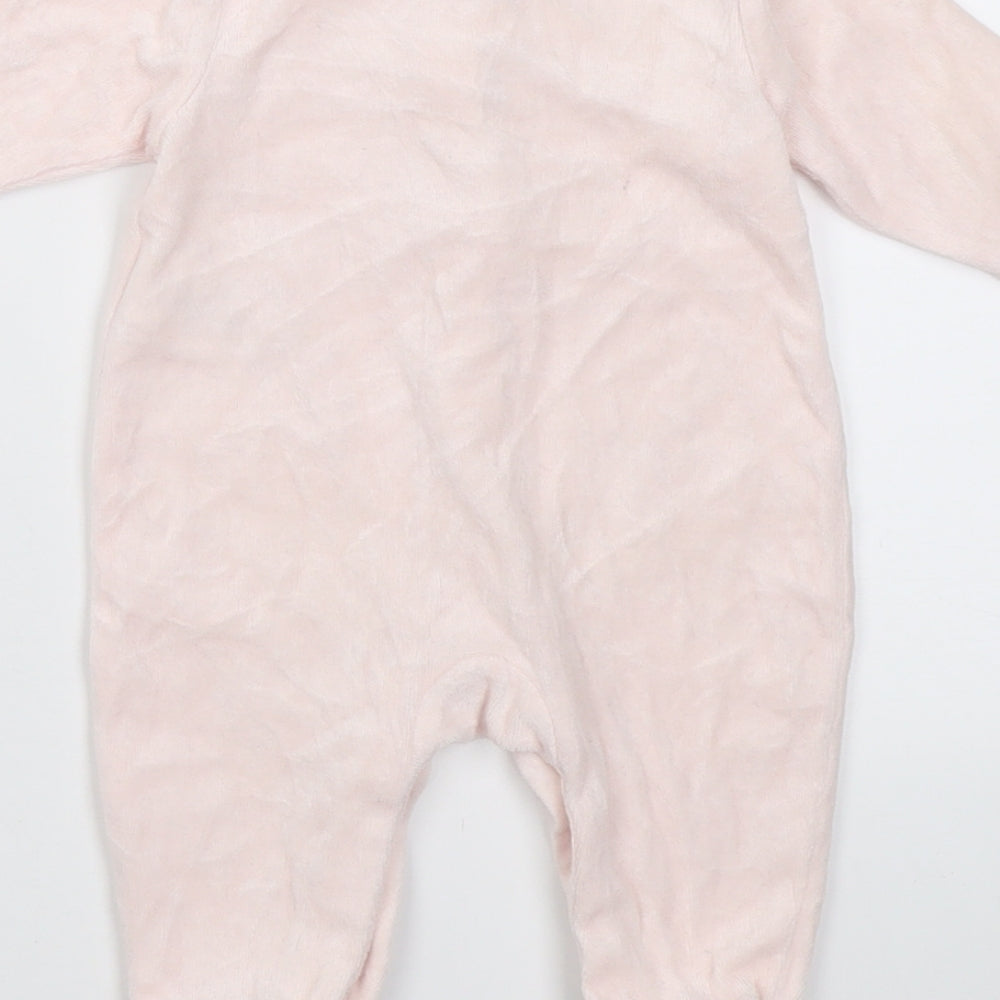 Mintini Baby Girls Pink Floral Cotton Babygrow One-Piece Size 0-3 Months  Button