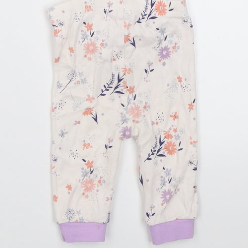 George Girls Purple Floral Cotton Capri Trousers Size 3-6 Months  Pullover