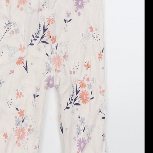 George Girls Purple Floral Cotton Capri Trousers Size 3-6 Months  Pullover