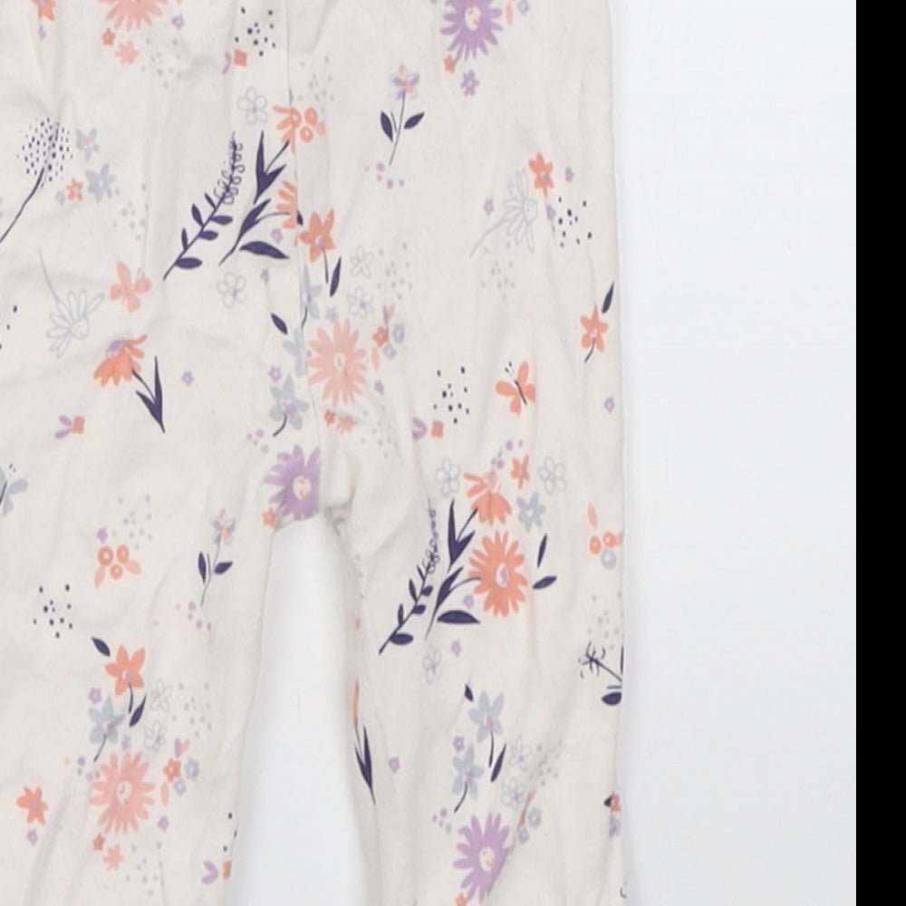 George Girls Purple Floral Cotton Capri Trousers Size 3-6 Months  Pullover