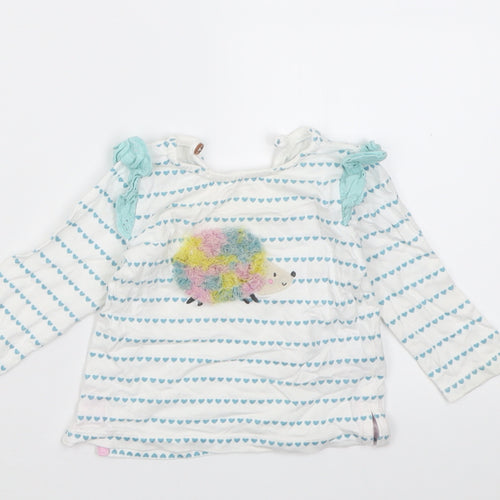 Dunnes Stores Girls Blue Striped Cotton Basic Casual Size 3-6 Months Crew Neck Button