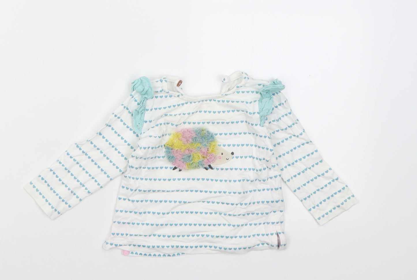 Dunnes Stores Girls Blue Striped Cotton Basic Casual Size 3-6 Months Crew Neck Button