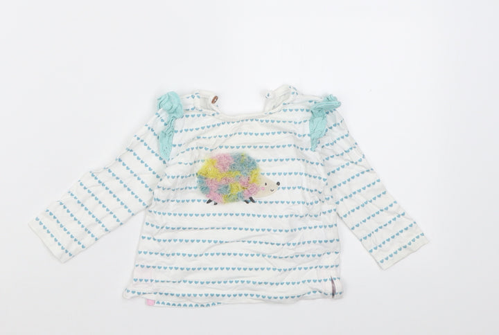 Dunnes Stores Girls Blue Striped Cotton Basic Casual Size 3-6 Months Crew Neck Button