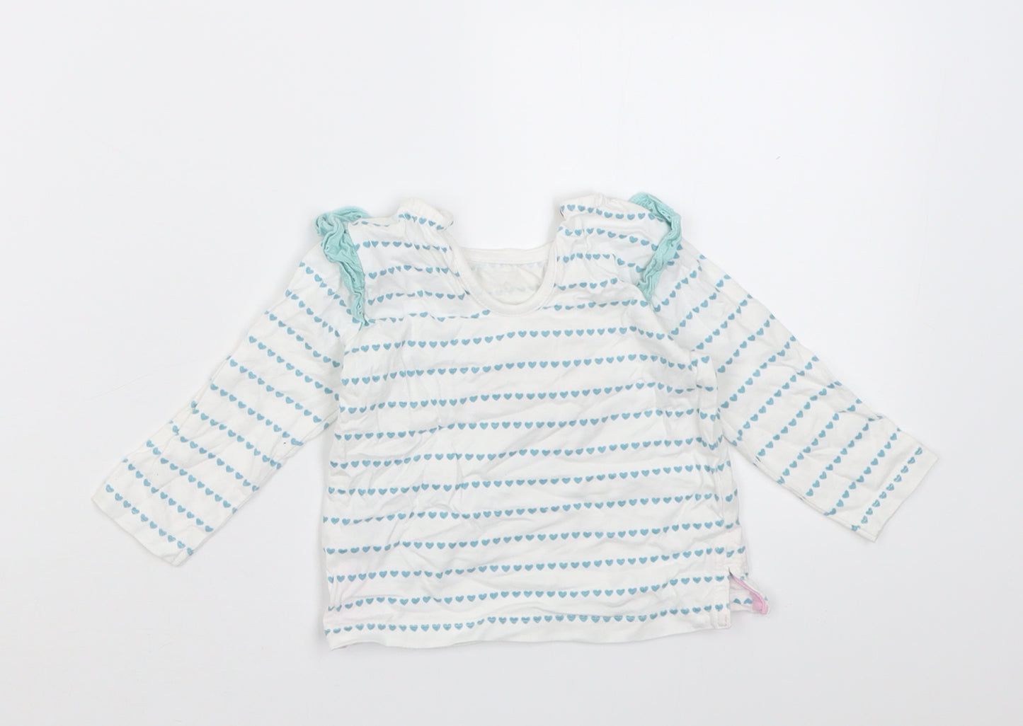 Dunnes Stores Girls Blue Striped Cotton Basic Casual Size 3-6 Months Crew Neck Button
