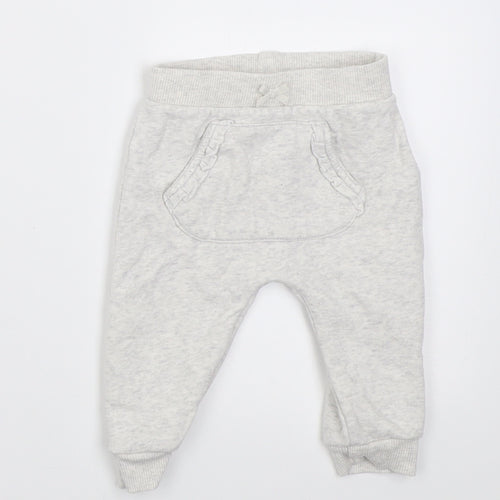 George Girls Grey  Cotton Jogger Trousers Size 3-6 Months  Pullover