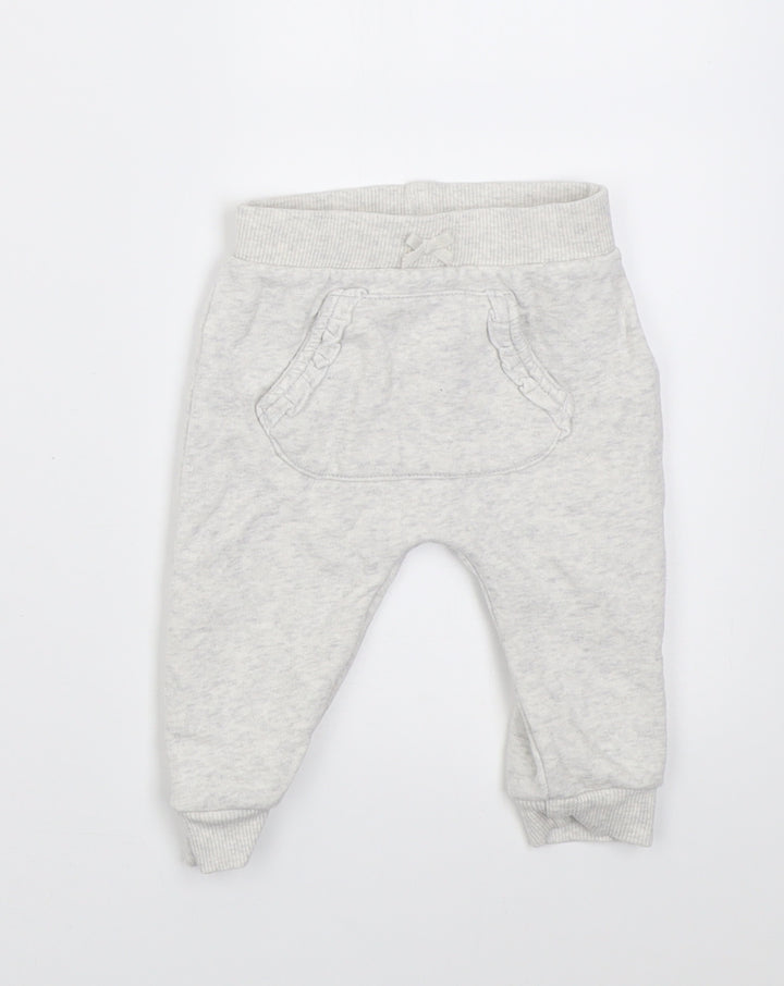 George Girls Grey Cotton Jogger Trousers Size 3-6 Months Pullover