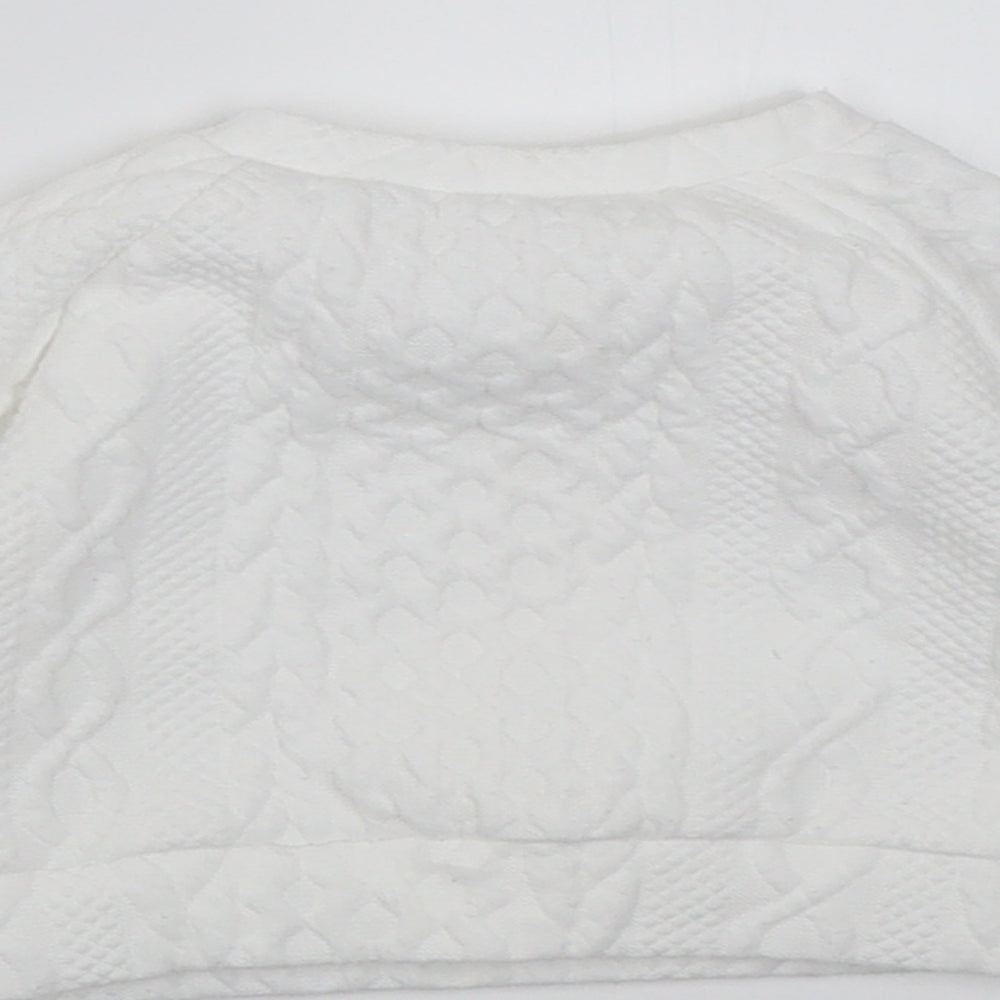 Preworn Girls White Geometric Cotton Pullover Jumper Size 3-6 Months  Button