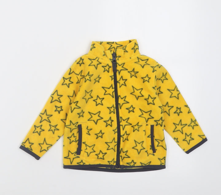 Dunnes Stores Boys Yellow Geometric Polyester Full Zip Jumper Size 6-9 Months Zip - Star Pattern