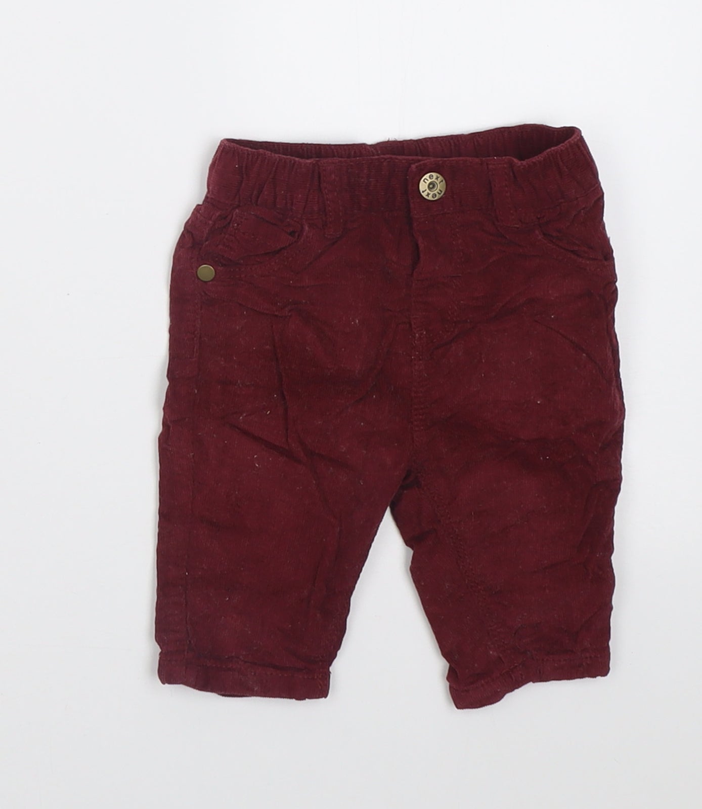 NEXT Boys Red  Cotton Capri Trousers Size 0-3 Months  Button
