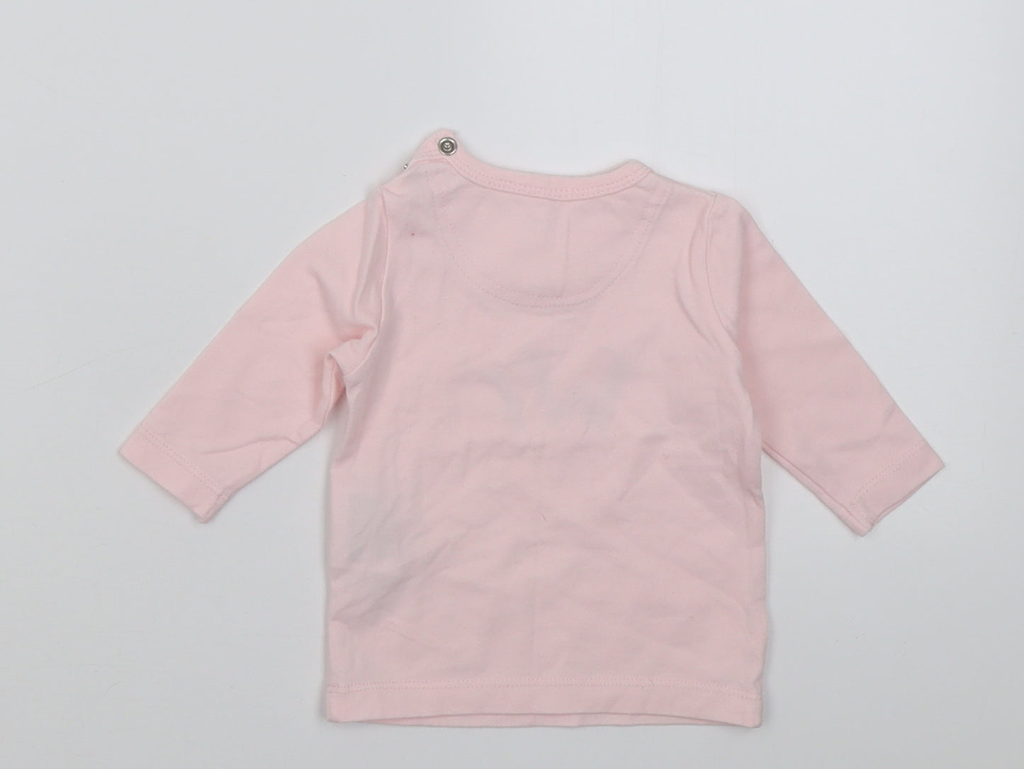 name it Girls Pink  Cotton Basic Casual Size 0-3 Months Crew Neck Button - go wild