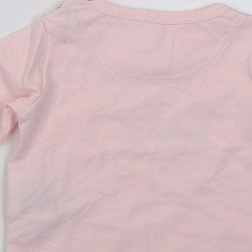 name it Girls Pink  Cotton Basic Casual Size 0-3 Months Crew Neck Button - go wild