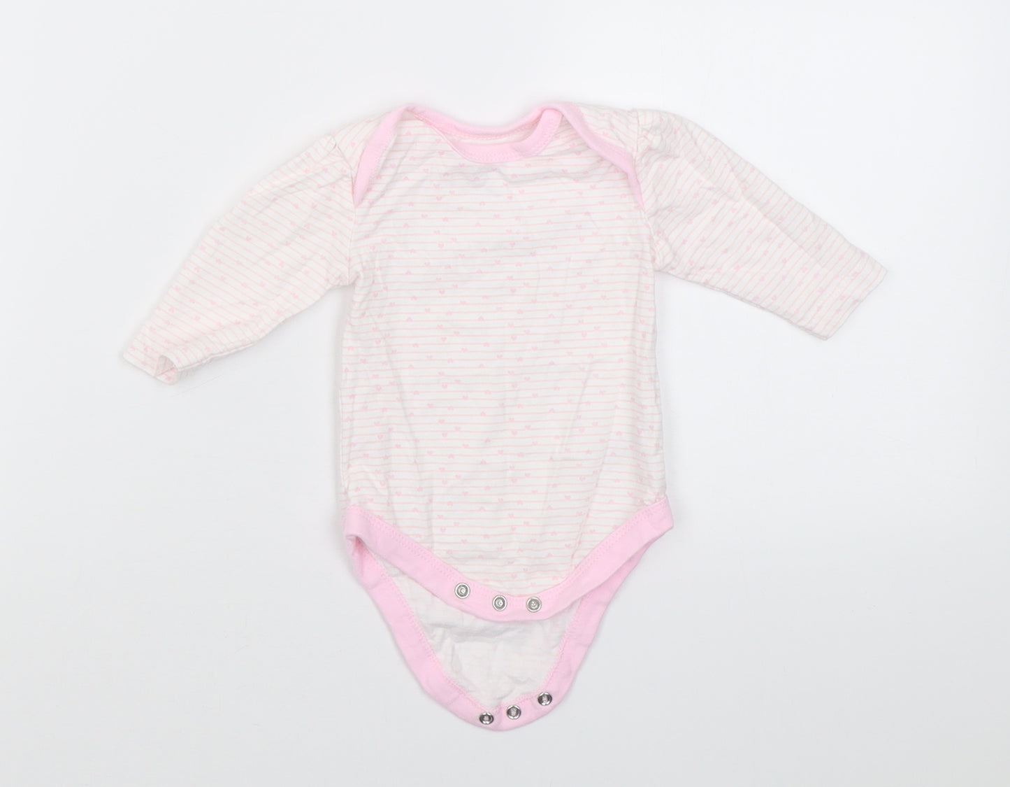 Rene Rofe Girls Pink Striped Cotton Babygrow One-Piece Size 0-3 Months  Button