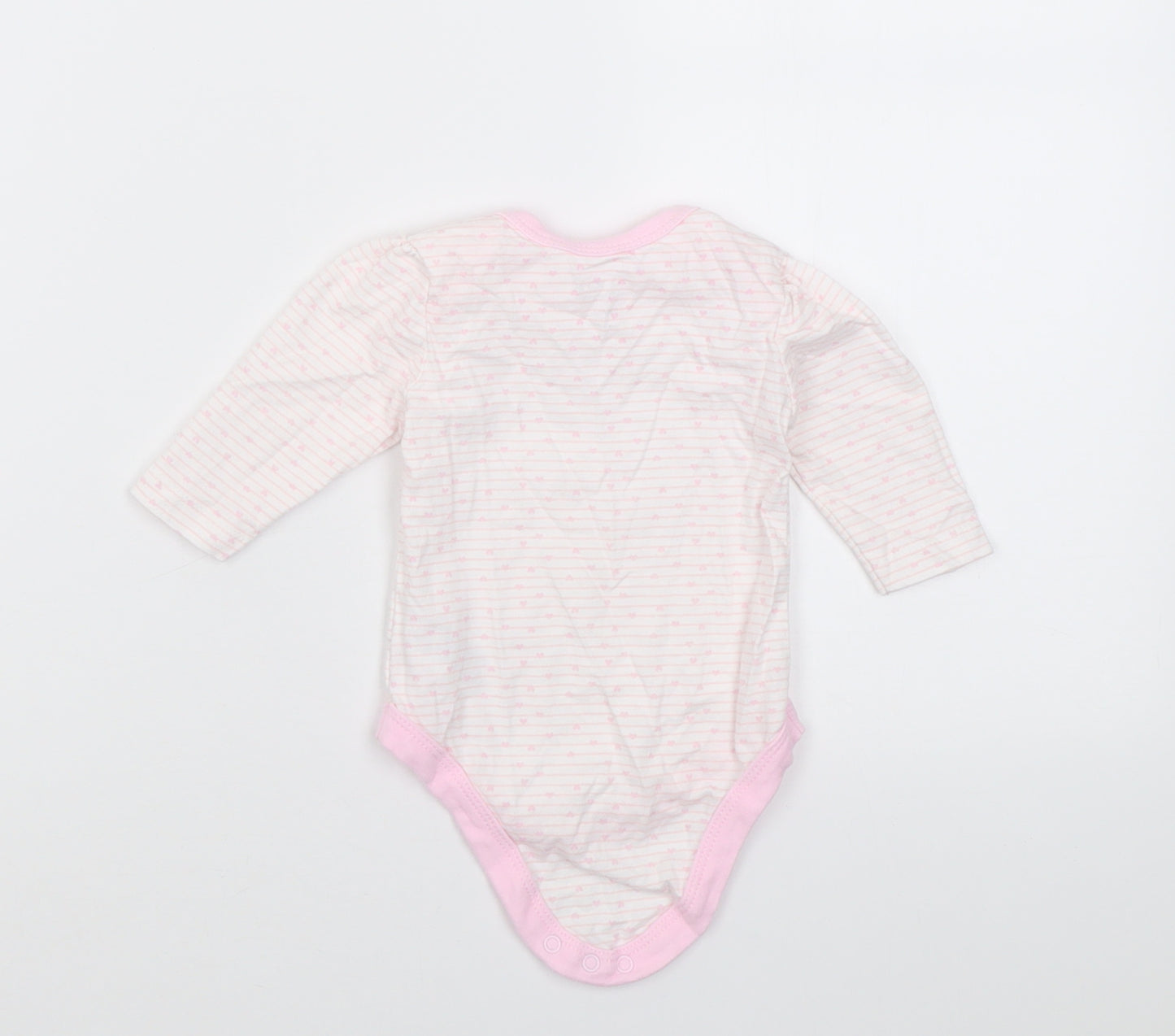 Rene Rofe Girls Pink Striped Cotton Babygrow One-Piece Size 0-3 Months  Button