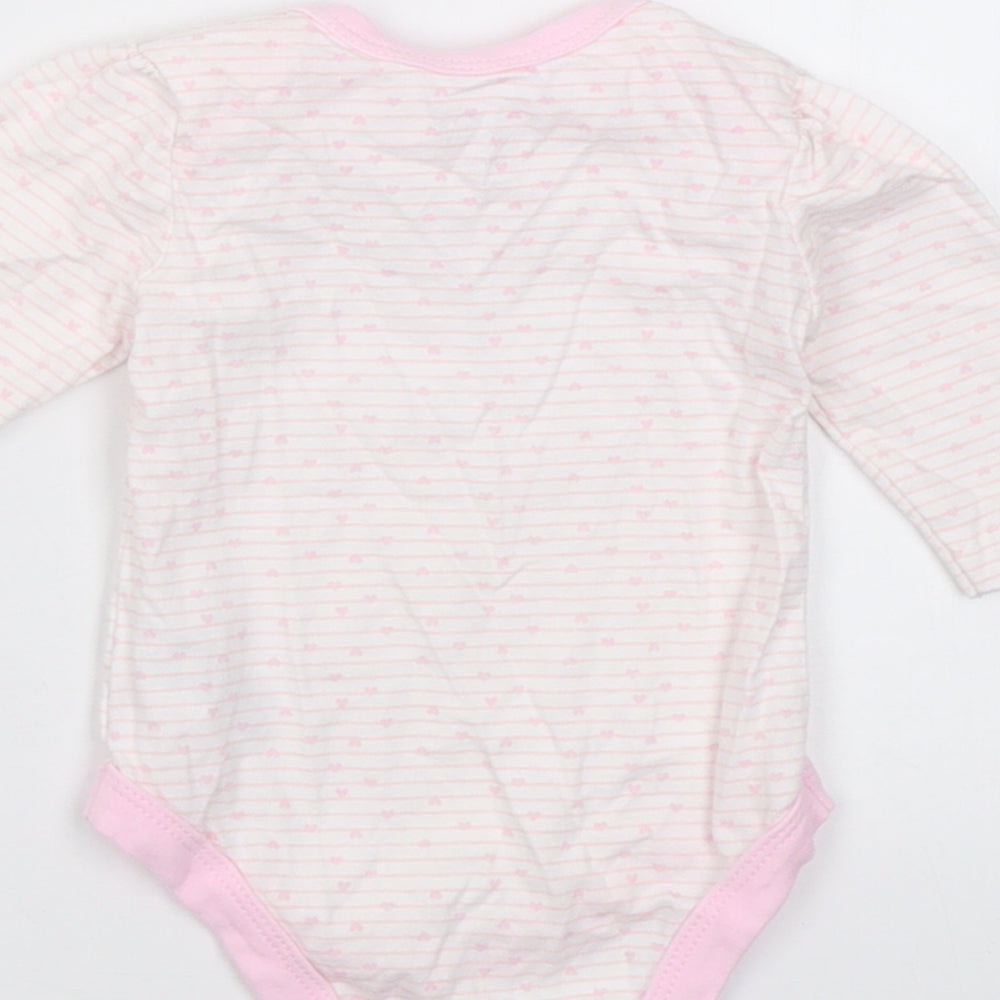 Rene Rofe Girls Pink Striped Cotton Babygrow One-Piece Size 0-3 Months  Button