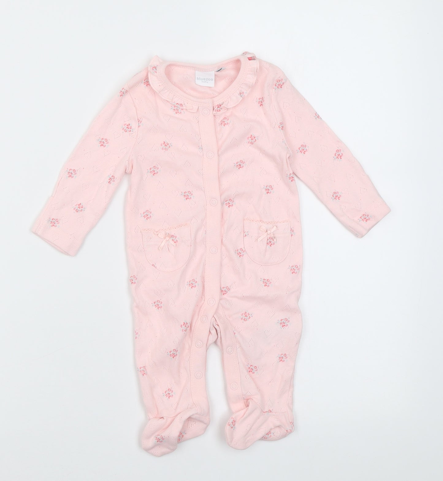 Blue Zoo Girls Pink Floral Cotton Babygrow One-Piece Size 0-3 Months  Button