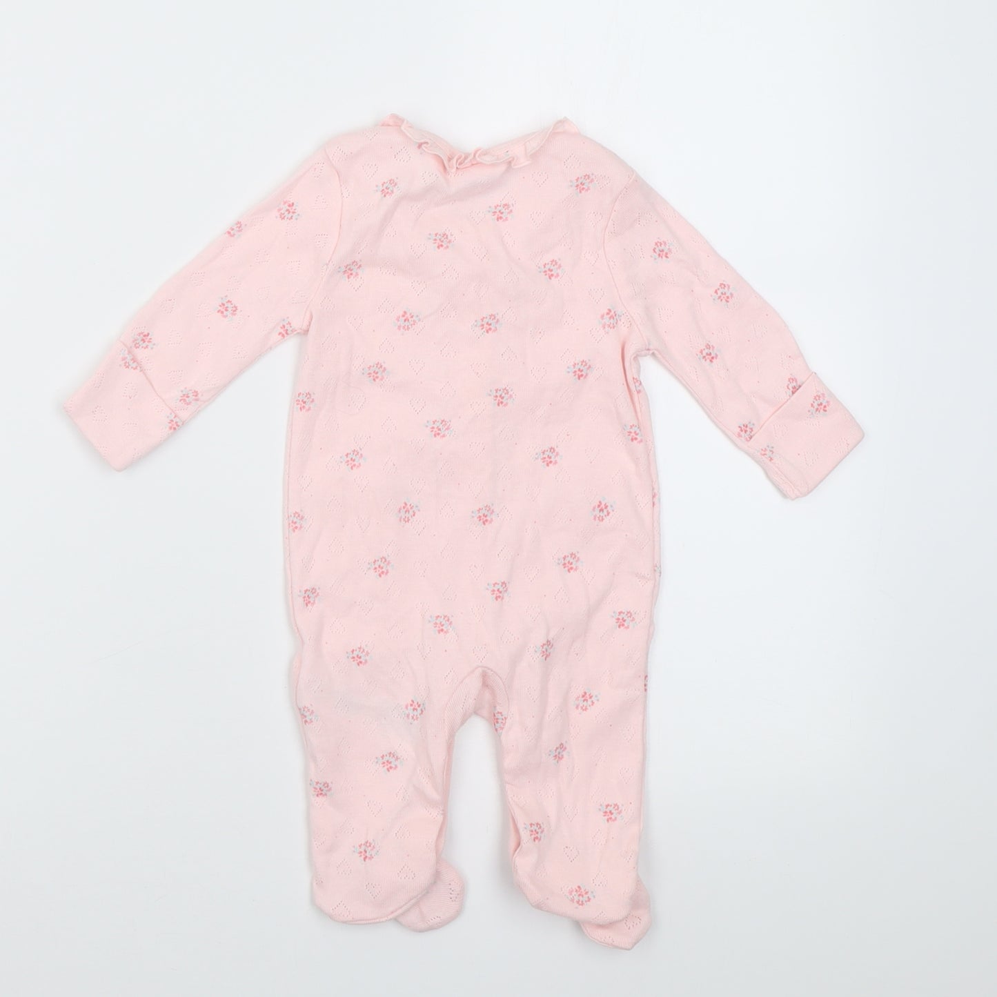 Blue Zoo Girls Pink Floral Cotton Babygrow One-Piece Size 0-3 Months  Button