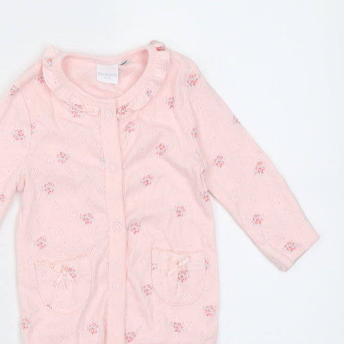 Blue Zoo Girls Pink Floral Cotton Babygrow One-Piece Size 0-3 Months  Button