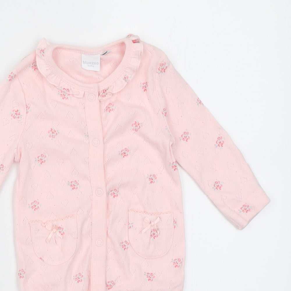 Blue Zoo Girls Pink Floral Cotton Babygrow One-Piece Size 0-3 Months  Button
