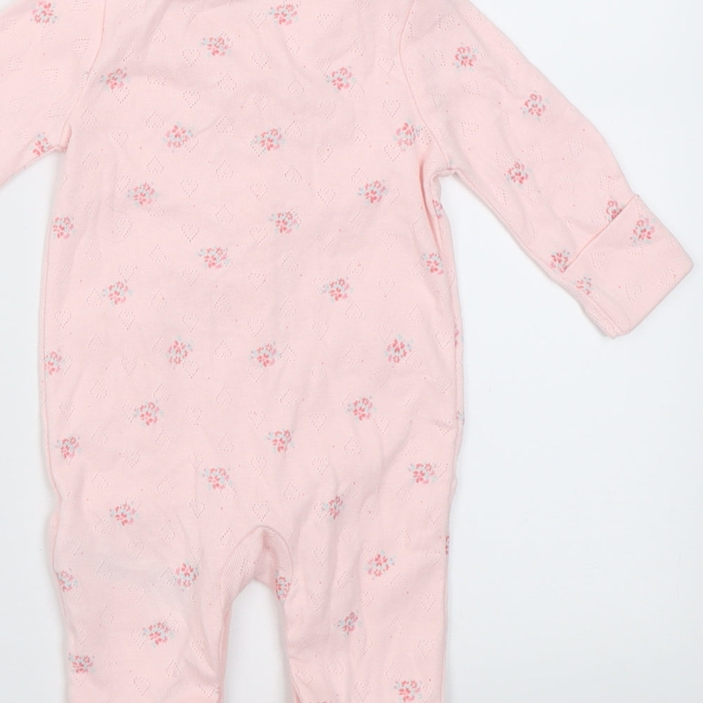 Blue Zoo Girls Pink Floral Cotton Babygrow One-Piece Size 0-3 Months  Button