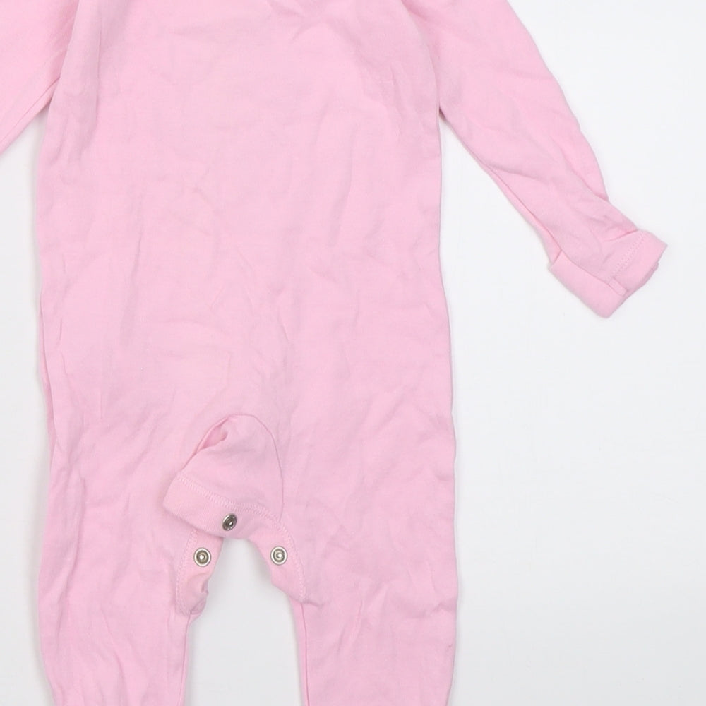 F&F Girls Pink  Cotton Babygrow One-Piece Size 3-6 Months  Button - minnie mouse