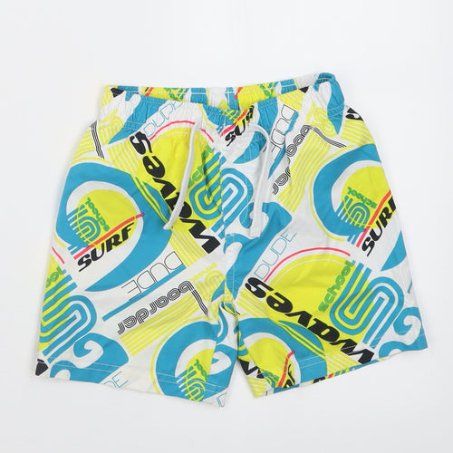 Marks and Spencer Boys Multicoloured Geometric Polyester Sweat Shorts Size 2-3 Years  Regular Tie - Surf