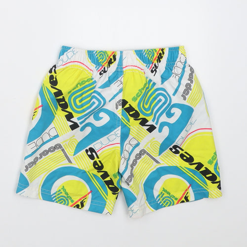 Marks and Spencer Boys Multicoloured Geometric Polyester Sweat Shorts Size 2-3 Years  Regular Tie - Surf