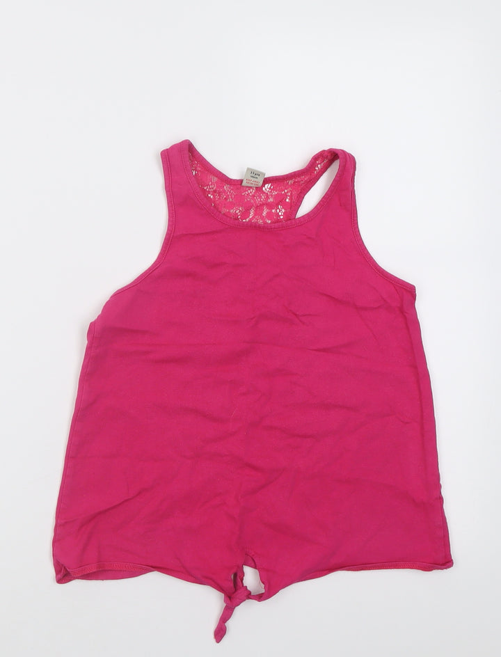 TU Girls Pink Cotton Basic Tank Size 11 Years Crew Neck Pullover