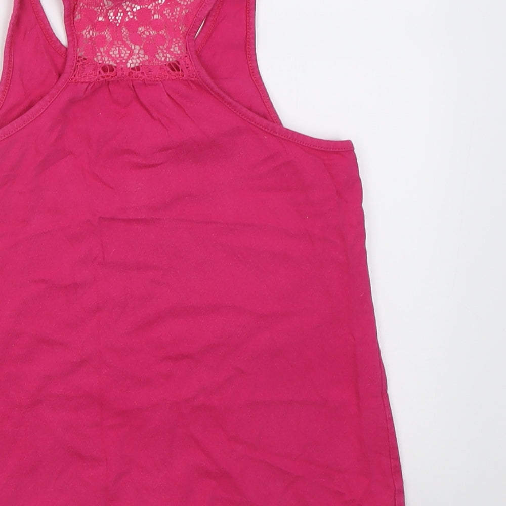 TU Girls Pink  Cotton Basic Tank Size 11 Years Crew Neck Pullover