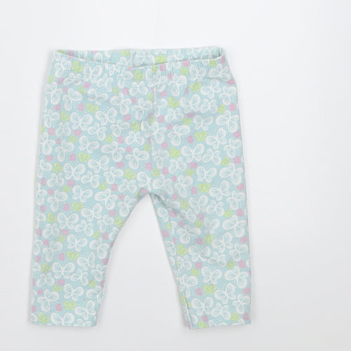 M&Co Girls Blue Geometric Cotton Capri Trousers Size 6-9 Months  Pullover - Butterfly Print