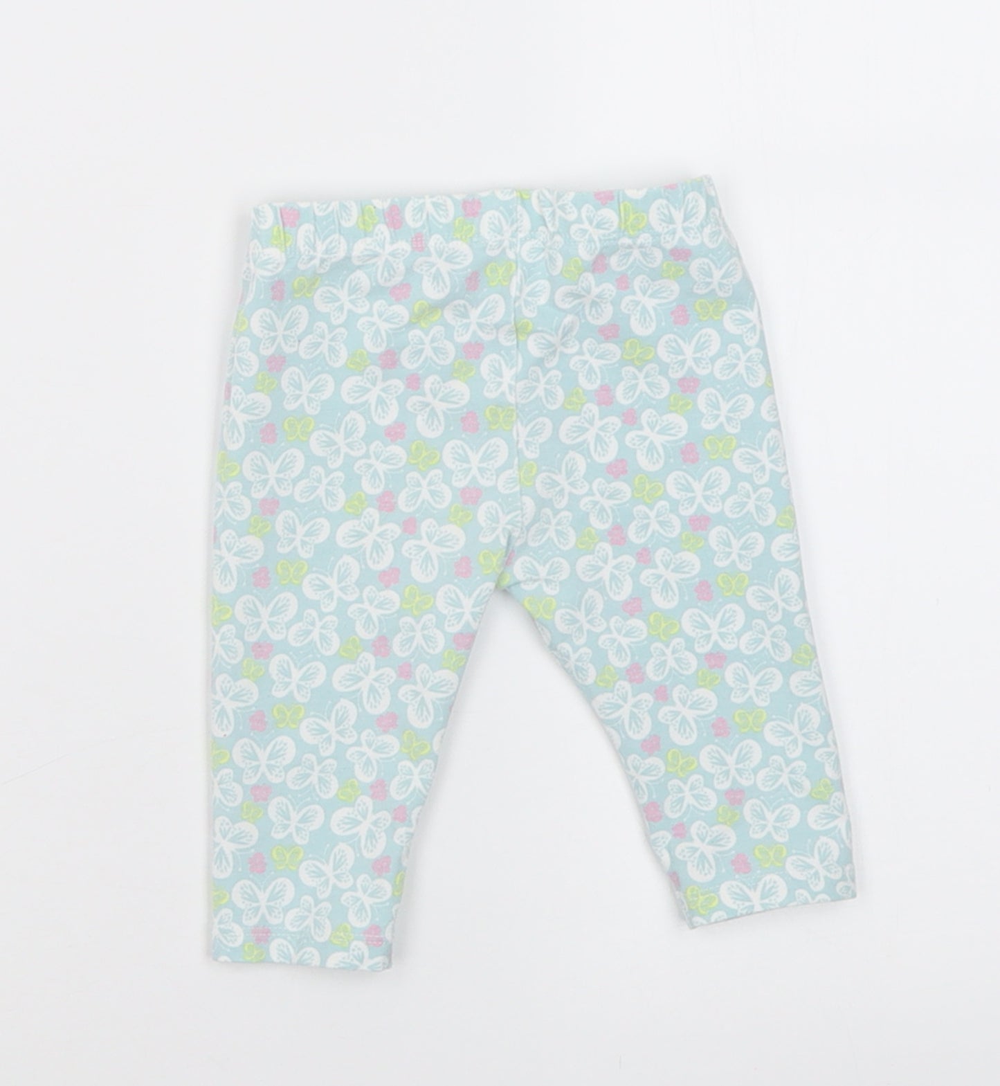 M&Co Girls Blue Geometric Cotton Capri Trousers Size 6-9 Months  Pullover - Butterfly Print