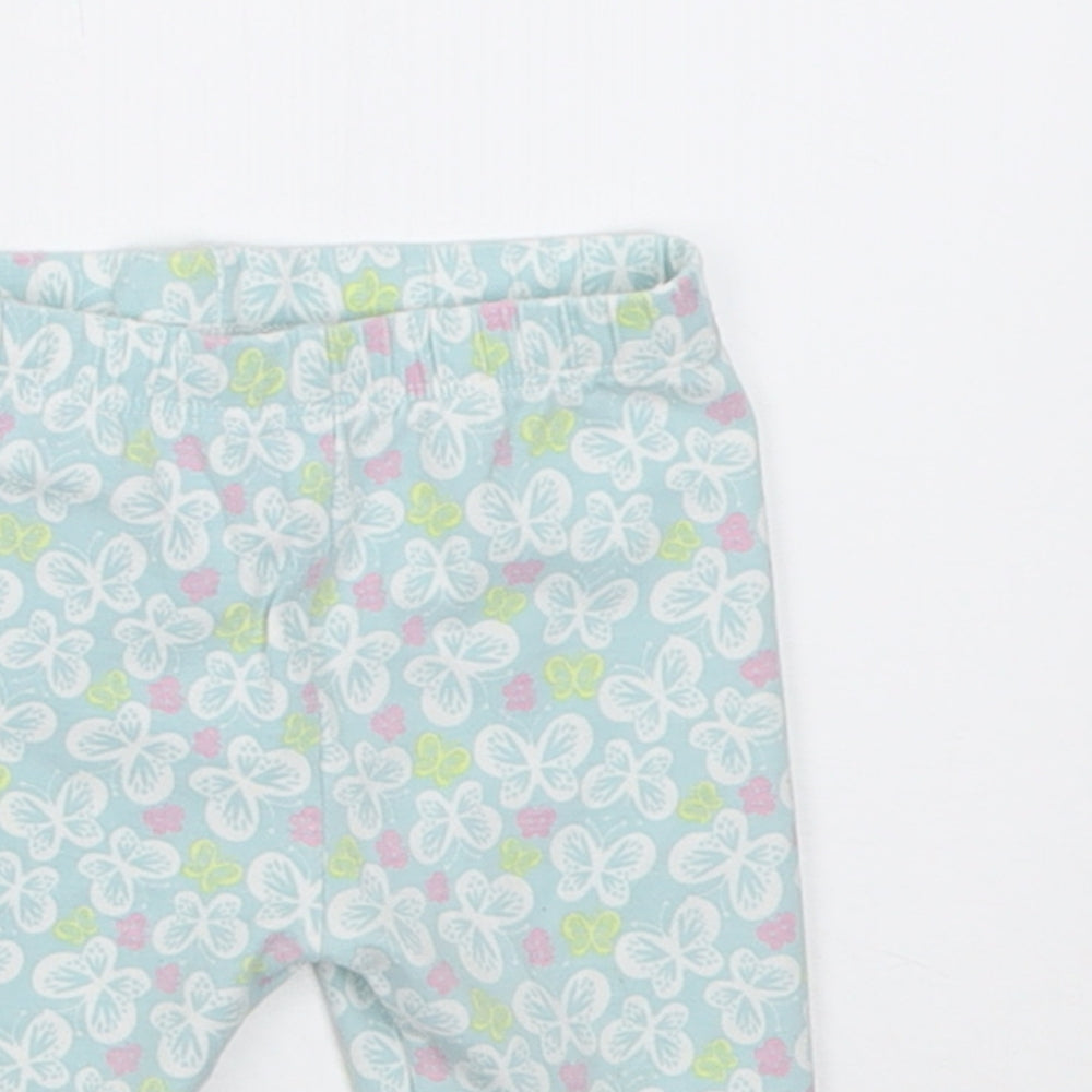 M&Co Girls Blue Geometric Cotton Capri Trousers Size 6-9 Months  Pullover - Butterfly Print