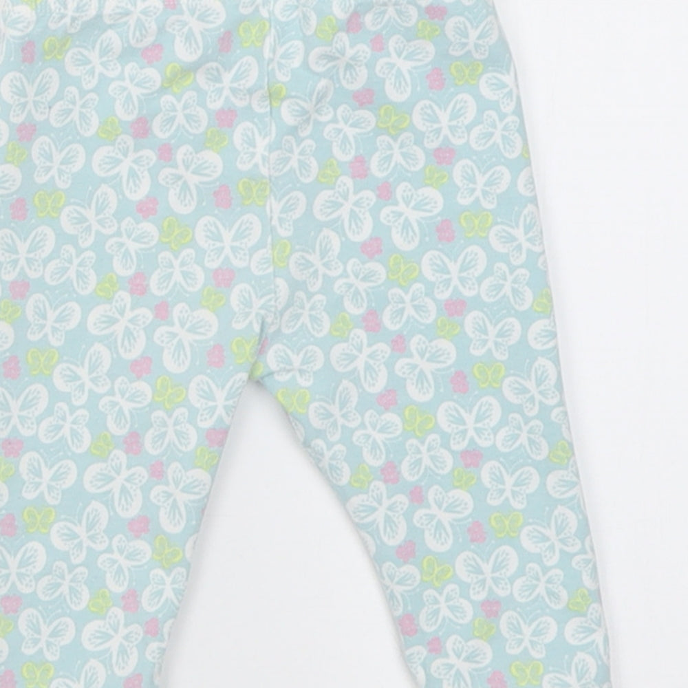 M&Co Girls Blue Geometric Cotton Capri Trousers Size 6-9 Months  Pullover - Butterfly Print