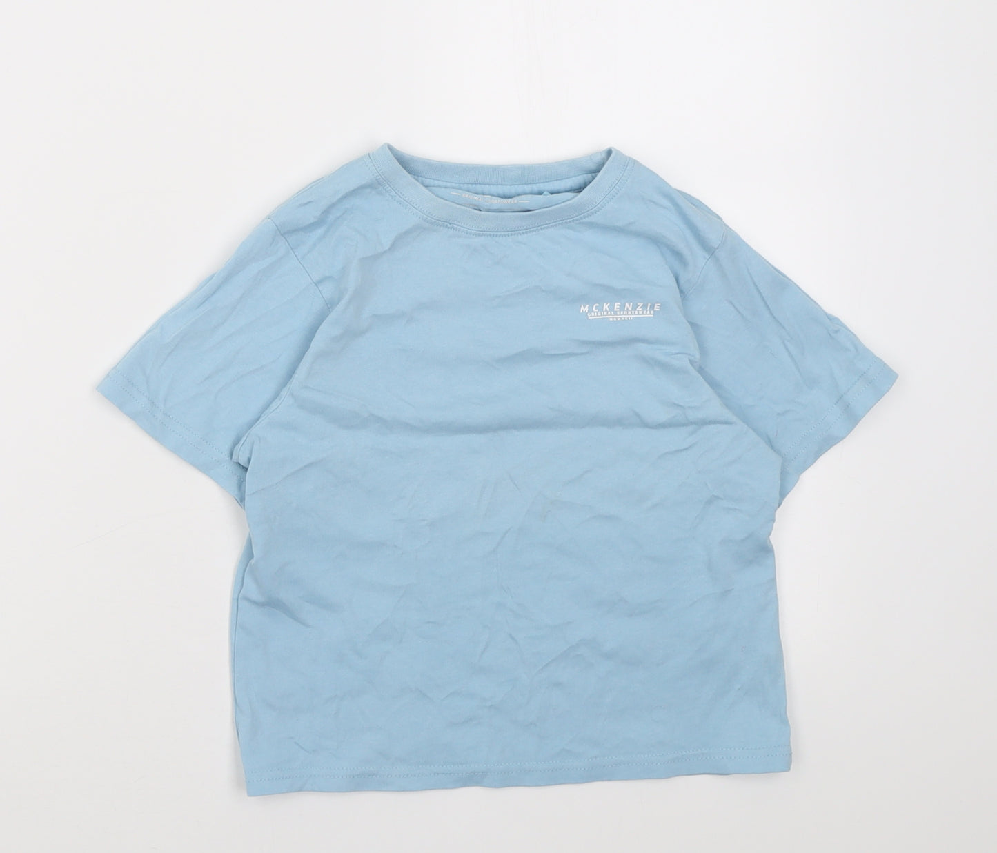 McKenzie Boys Blue  Cotton Basic T-Shirt Size 7-8 Years Crew Neck Pullover
