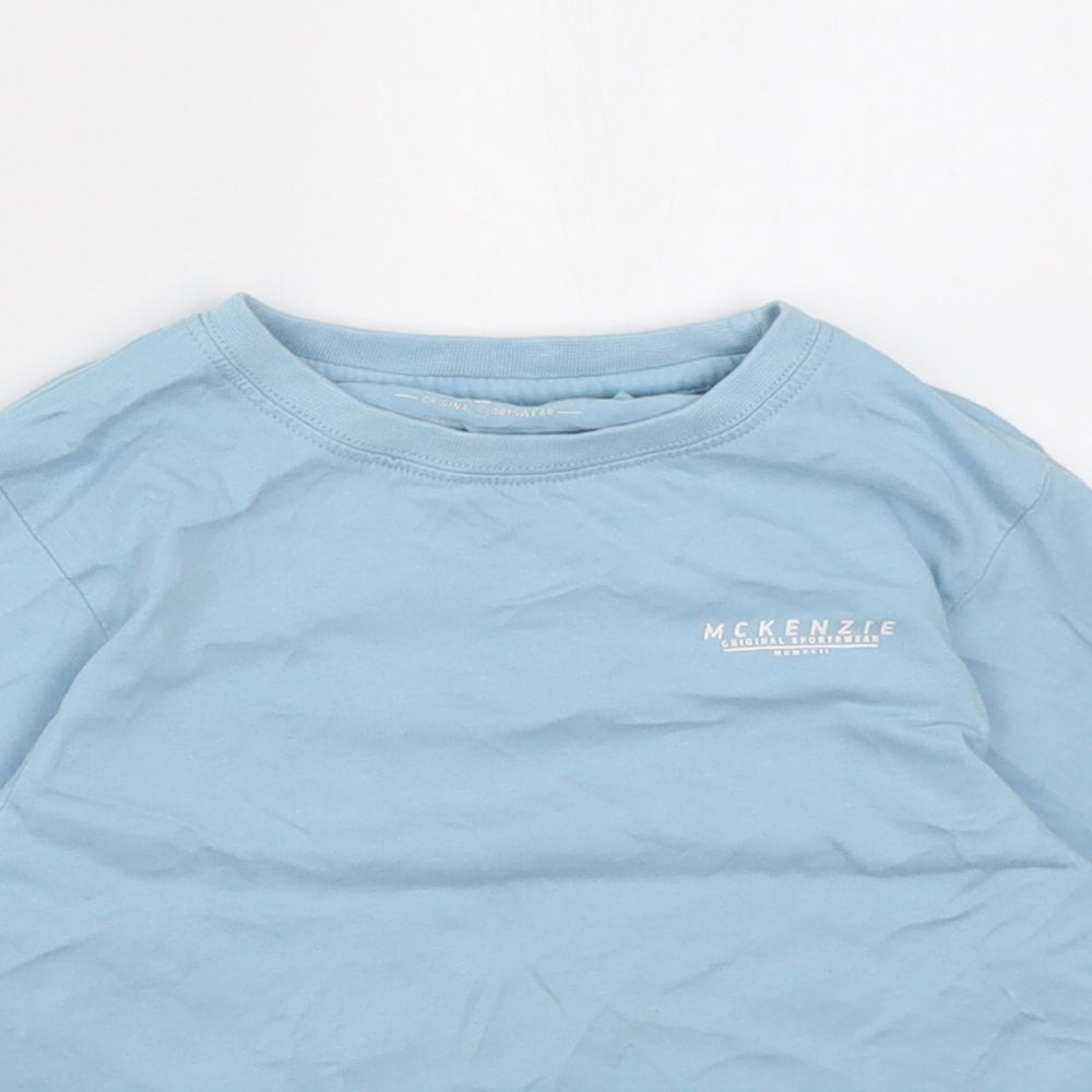 McKenzie Boys Blue  Cotton Basic T-Shirt Size 7-8 Years Crew Neck Pullover