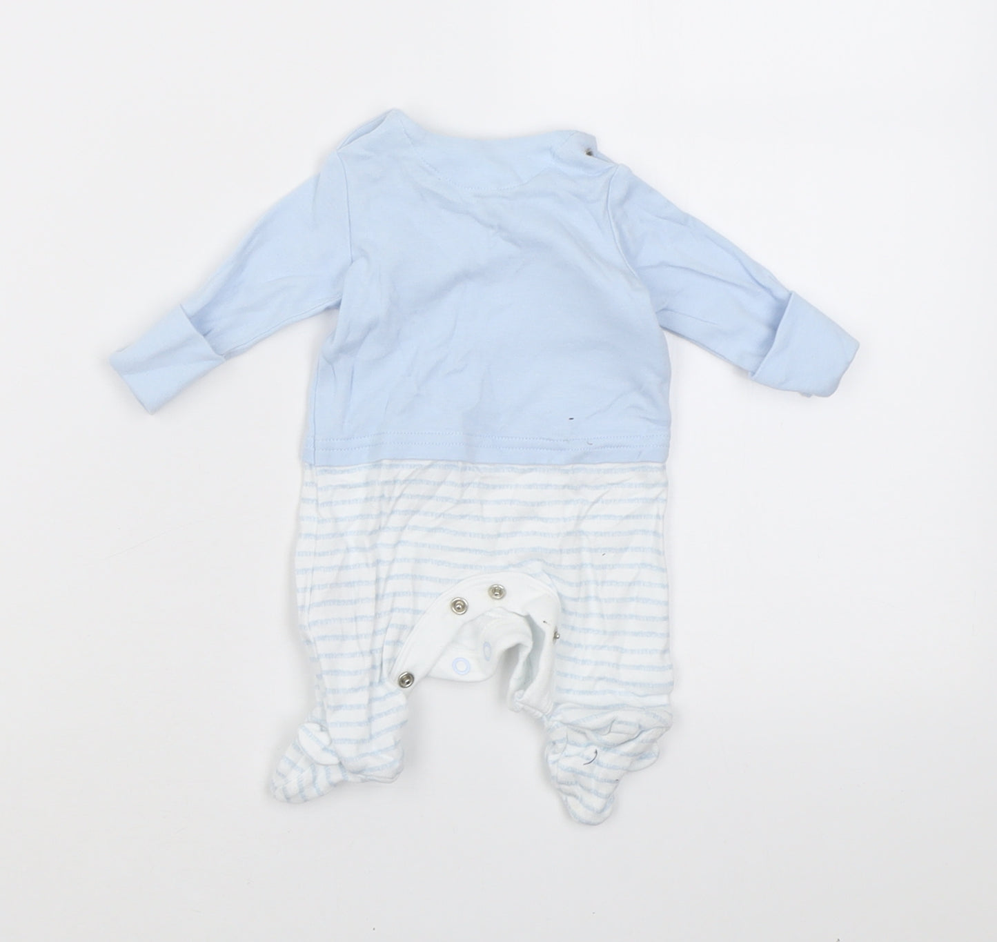 Mothercare Boys Blue Striped Cotton Babygrow One-Piece Size Newborn  Button