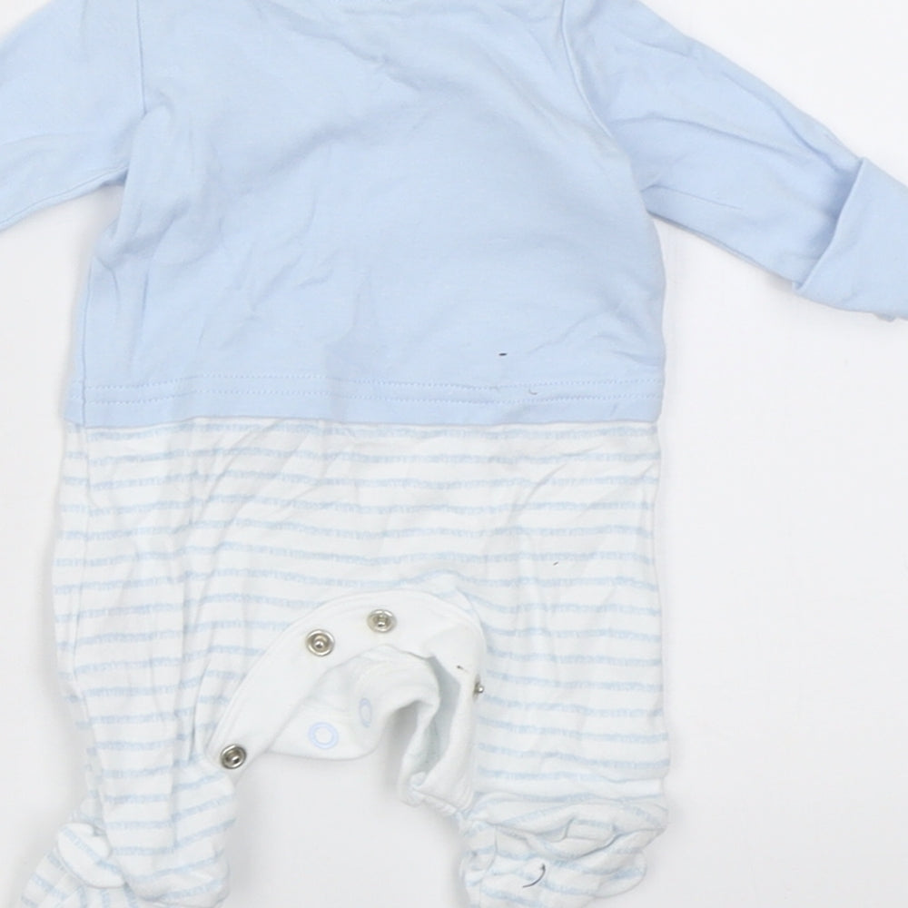 Mothercare Boys Blue Striped Cotton Babygrow One-Piece Size Newborn  Button