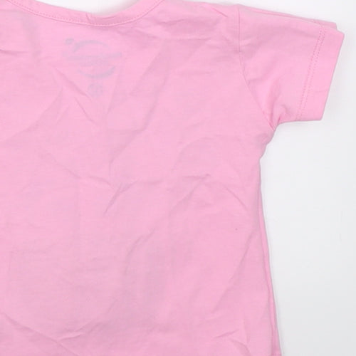 portAventura  Girls Pink  Cotton Basic T-Shirt Size 6-9 Months Crew Neck Pullover