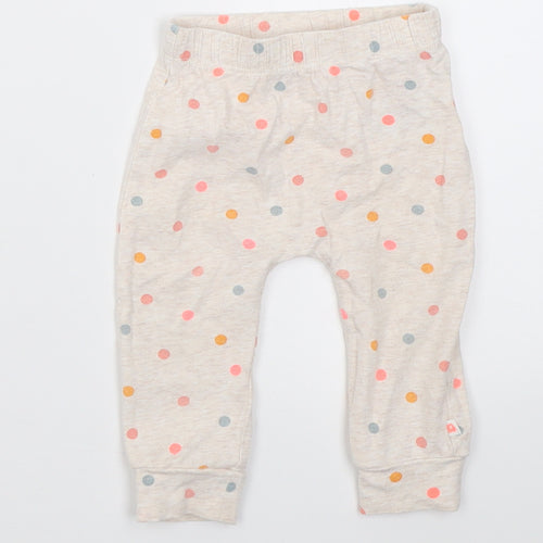 Mothercare Girls Beige Polka Dot Cotton Capri Trousers Size 6-9 Months  Pullover