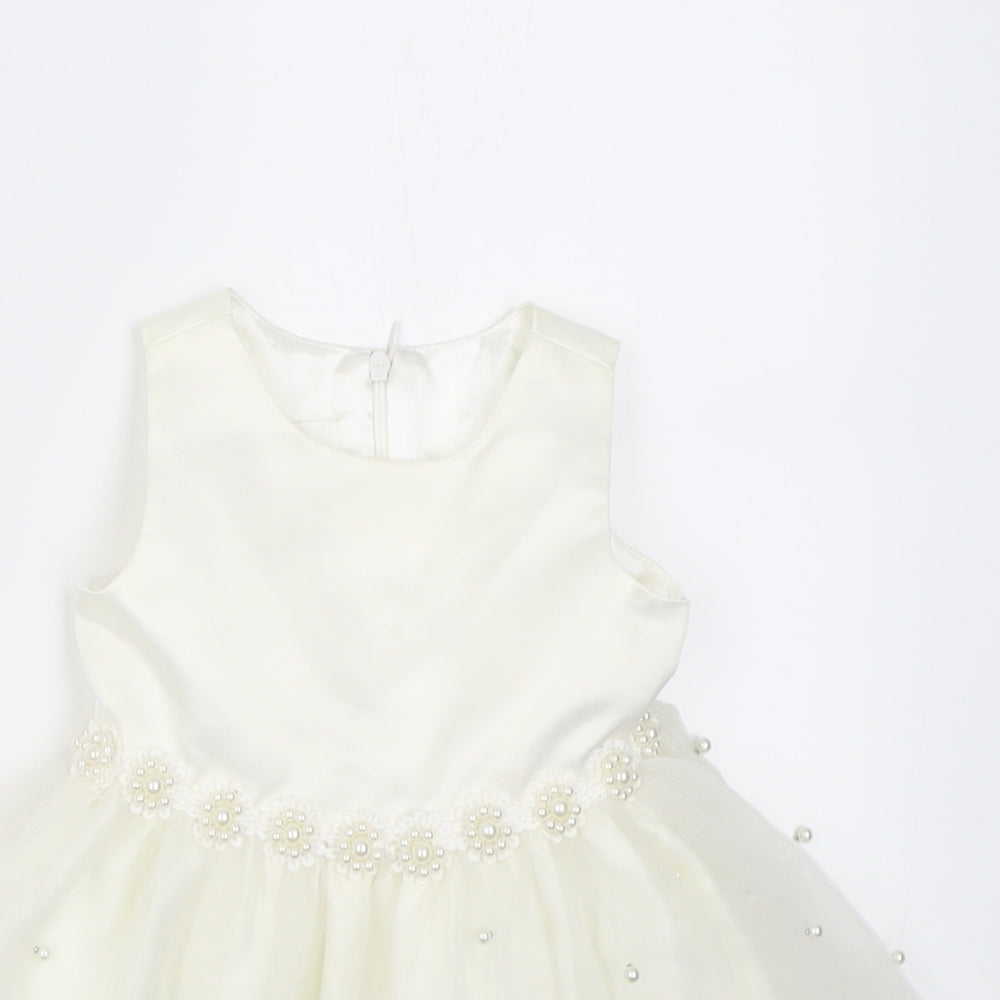 Cinderella Girls White  Polyester A-Line  Size 24 Months  Crew Neck Zip