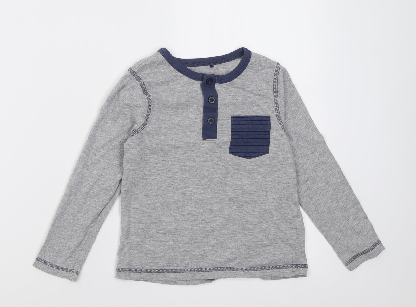 George Boys Grey  Cotton Basic Casual Size 5-6 Years Collared Pullover