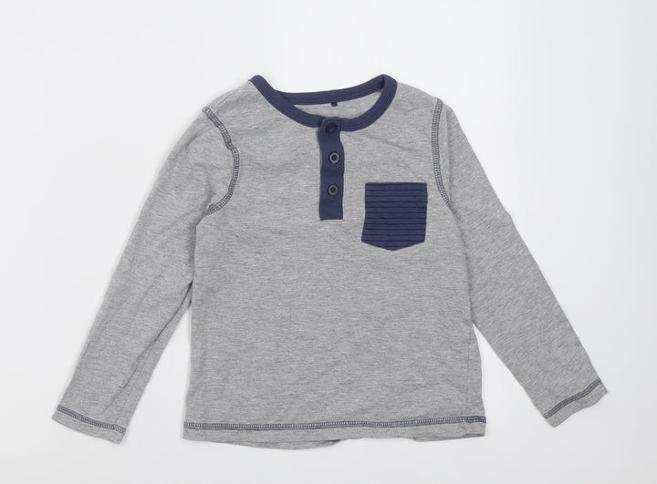 George Boys Grey  Cotton Basic Casual Size 5-6 Years Collared Pullover