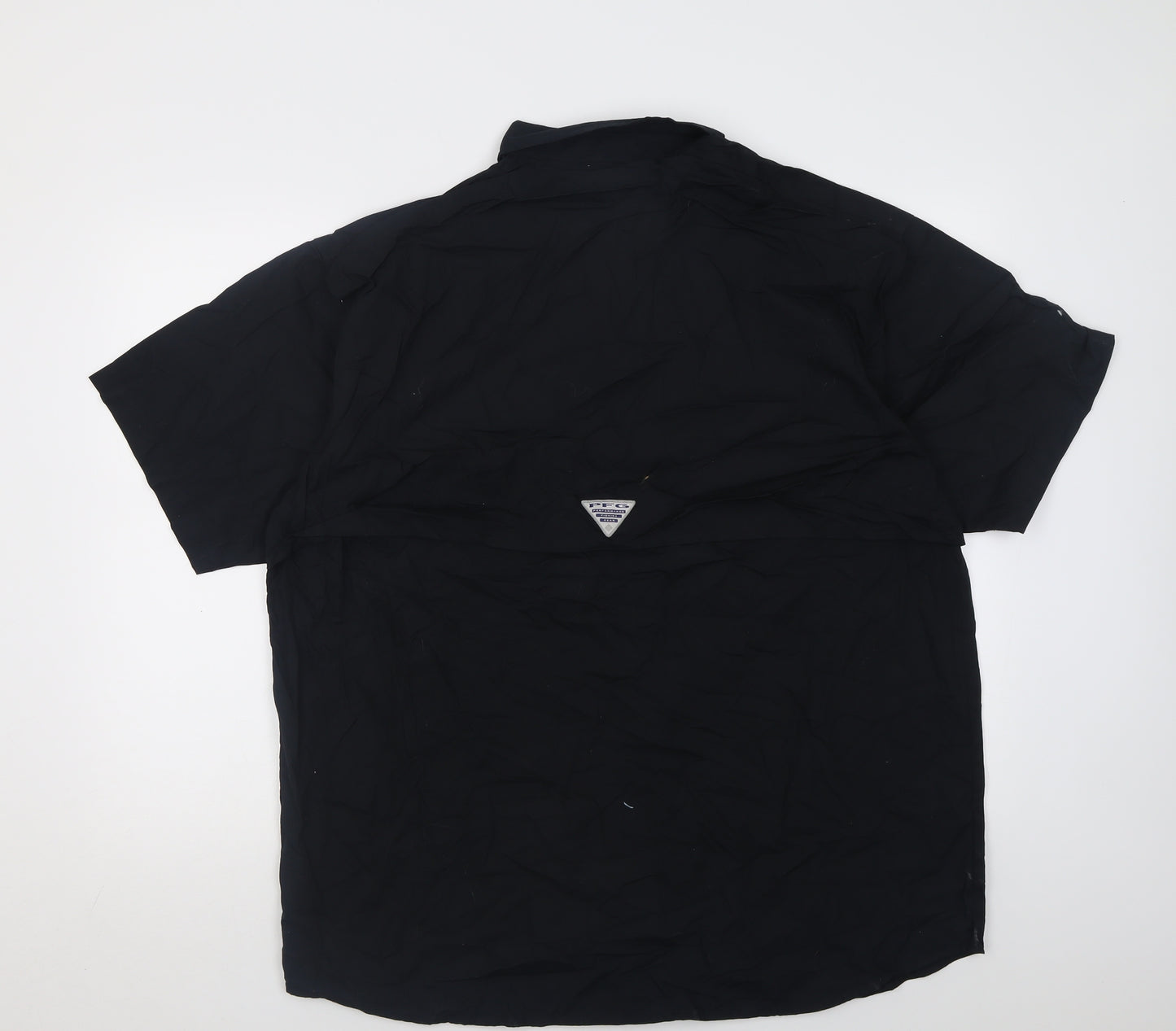 Columbia Mens Black  Cotton Basic Polo Size L Collared Button