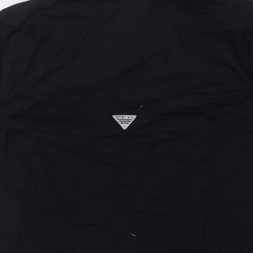 Columbia Mens Black  Cotton Basic Polo Size L Collared Button