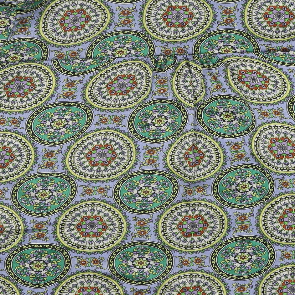 Zara Womens Green Geometric Polyester Basic Blouse Size L Crew Neck